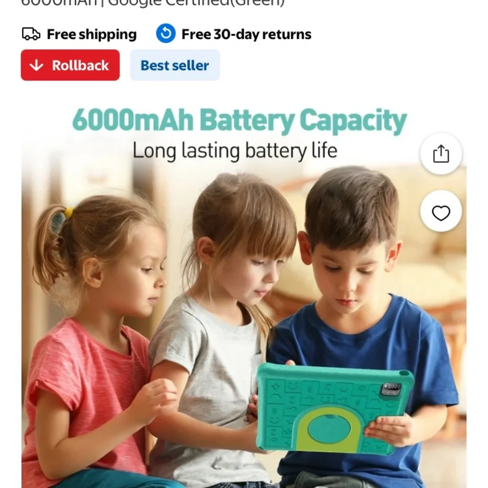Children's Tablet with Sturdy Case - Teal